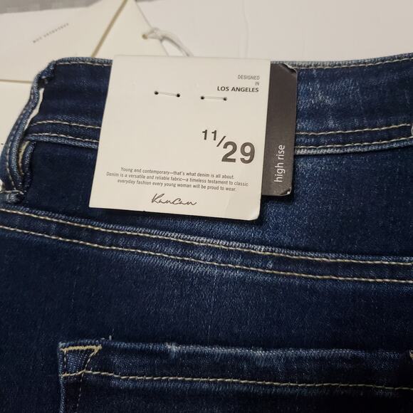 KanCan Sian High Rise Flare Jeans Dark Wash Size 11/29 Frayed Hem Bell Bottoms - Picture 9 of 14